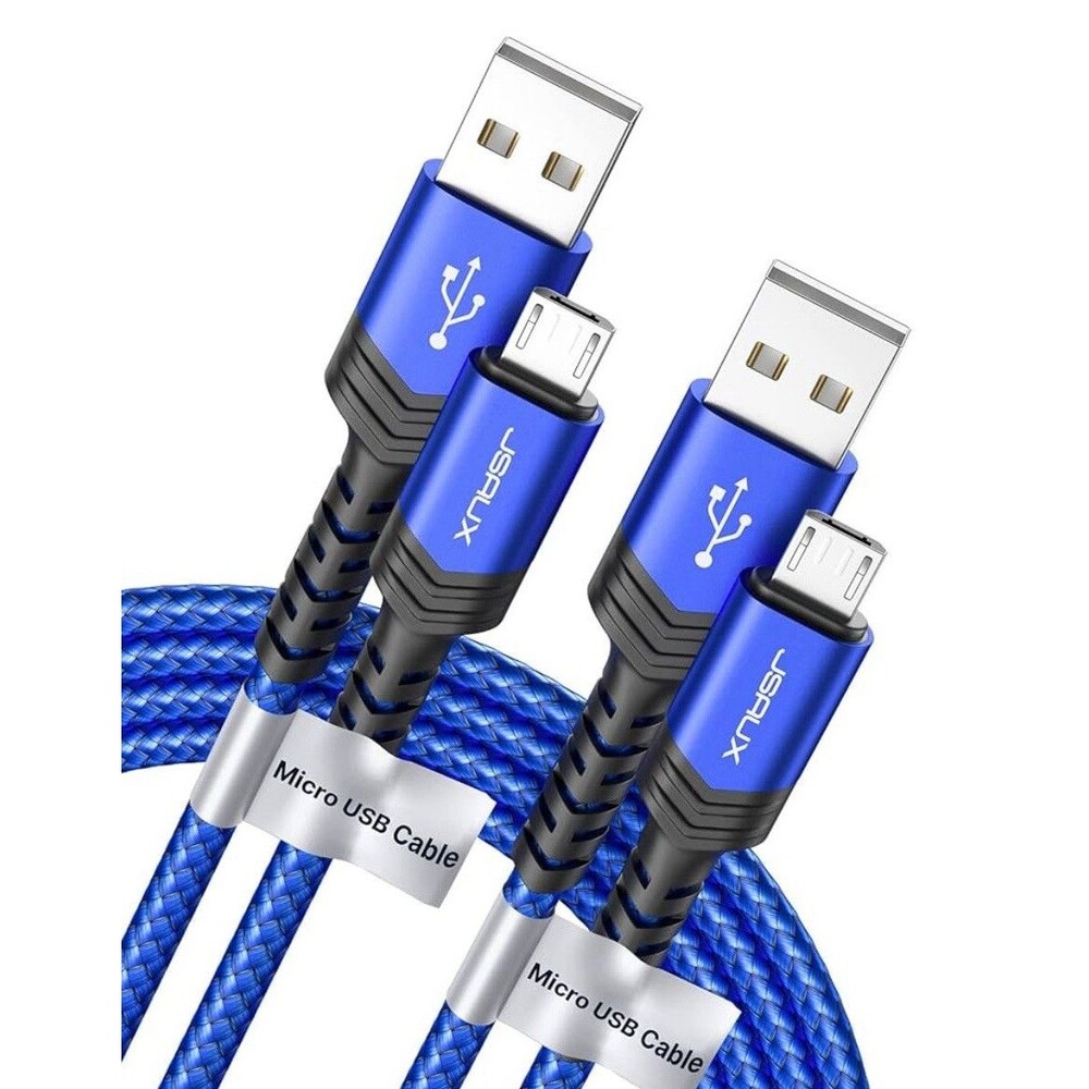 JSAUX Micro USB Cable (2-Pack 6.6FT Nylon Braided Charger for Android Kindle MP3